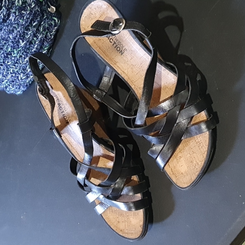 Genuine leather wedge strappy shoes Kenneth Cole